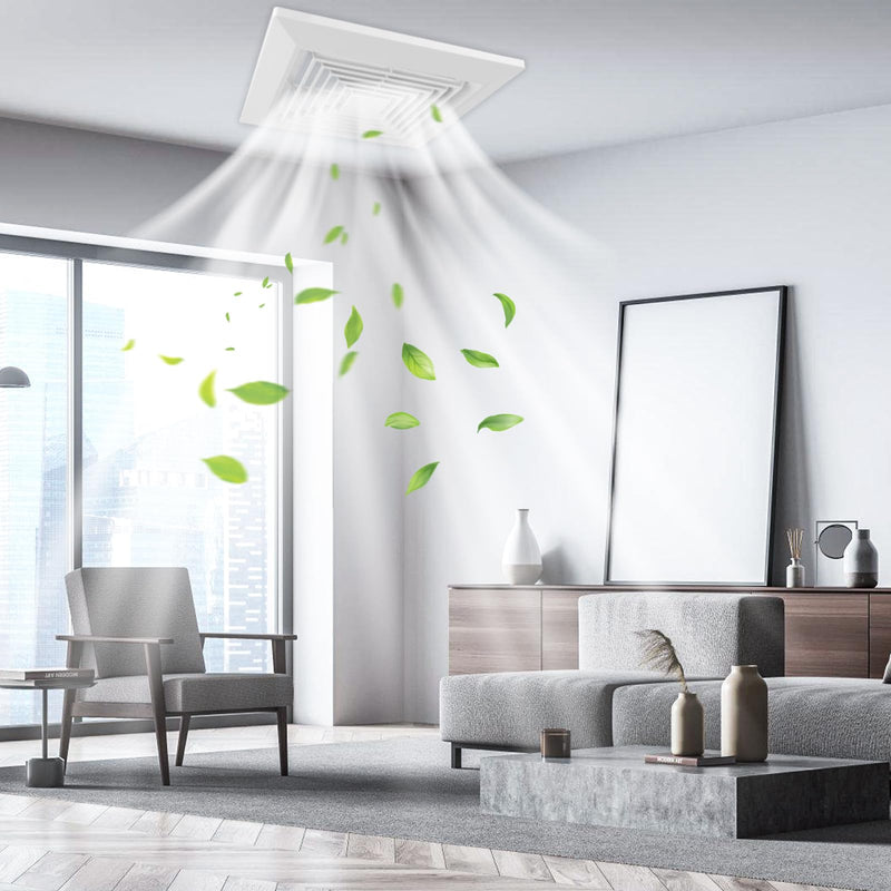 White 1 Piece ( 9 “x 9 ”Inch) Bathroom Exhaust Fan Cover with Spring, Square Ceiling or Wall Mounted Exhaust Fan, Ceiling Fan, Grille, Air Diffuser, Diverter Ventilation Hood, Replacement Accessories 9”x9“