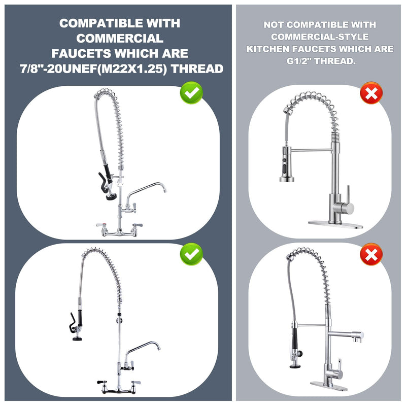 45" Commercial Sink Faucet Sprayer Hose, Pre-rinse Sprayer Hose for Commercial Kitchen Sink Faucet, 45 Inch Stainless Steel Flexible Hose Replacement Kit for Restaurant Industrial Dishwasher