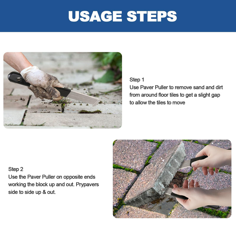 2 Pcs Paver Removal Tool Set with Double Joint Scraper, Micro-Tooth Groove & Non-Slip Rubber Handle - Perfect for Lawn,Garden,Brick,Patio, Block & Paver Replacement. strip
