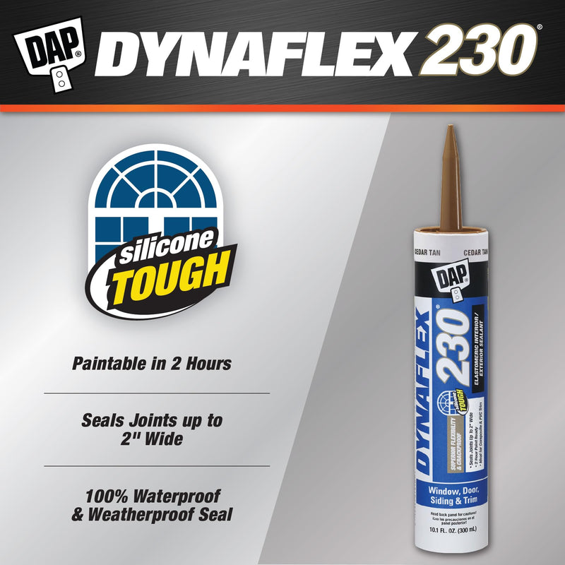 DAP Dynaflex 230 Premium Elastomeric Sealant, Cedar Tan, 10.1 oz (7079818412) 1