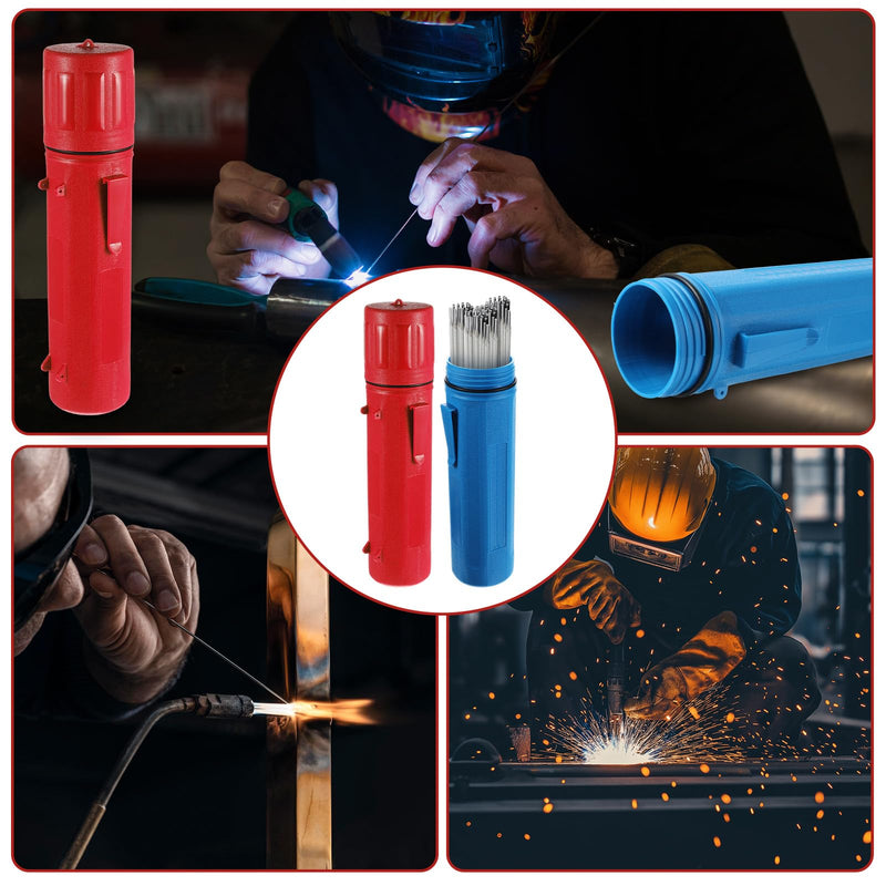 2 Pcs Welding Rod Storage Tube 14 Inch Stick Electrode Storage Container Airproof Waterproof for Welding Rod Canister(Red and Blue)