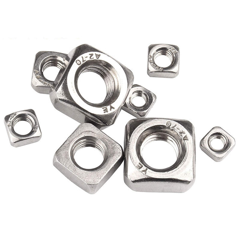 M6-1.0 Square Nuts, 304 Stainless Steel Metric Coarse Thread Assortment Kit (100 Pcs) M6-1.0（100 Pcs）