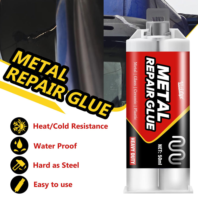 Metal Glue 100ml, High Strength Metal Epoxy Glue for Welding Stainless Steel, Galvanized Steel, Aluminum Alloy, Copper, Glass, Ceramic and DIY Craft, Sturdy, Heat-Resistant Liquid Metal Glue