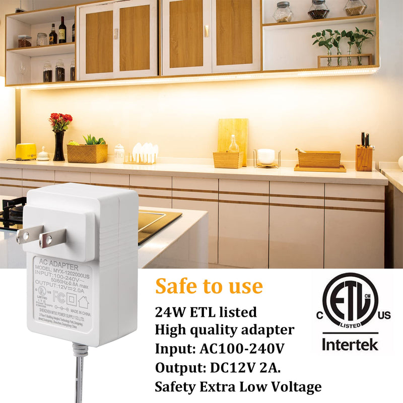 WOBANE Under Cabinet LED Lighting kit, 6 PCS LED Strip Lights with Remote Control Dimmer and Adapter, Dimmable for Kitchen Cabinet,Counter,Shelf,TV Back,Showcase 2700K Warm White,Bright 1500lm,Timing 6*20inch