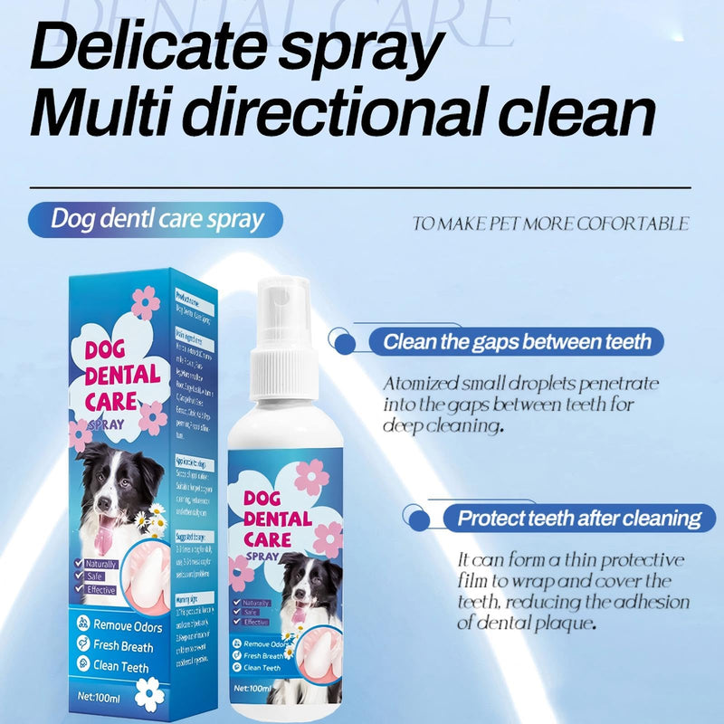 Dog Dental Care Spray丨Dogs Teeth Oral Care Cleaning Spray丨Pet Breath Freshener for Pet Cats and Dogs - Support Clean Teeth, Freshen Breath, Reduce Bad Breath and Aid in Daily Oral Use - 100ml