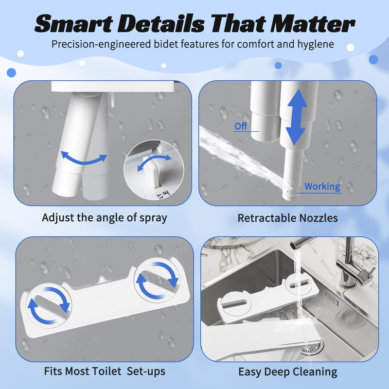 Bidet Attachment for Toilet,Self Cleaning Water Sprayer Adjustable Water Pressure Control,Slim Bidets for Toilets,Quick & Easy Installation (White） A2-Bidet Attachment