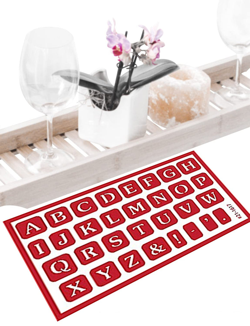 2 Reusable Glass Etching Stencils - Fruit and Alphabet Stencil - Letters and Food Theme Design Self Stick Etch Template - Set with Brush