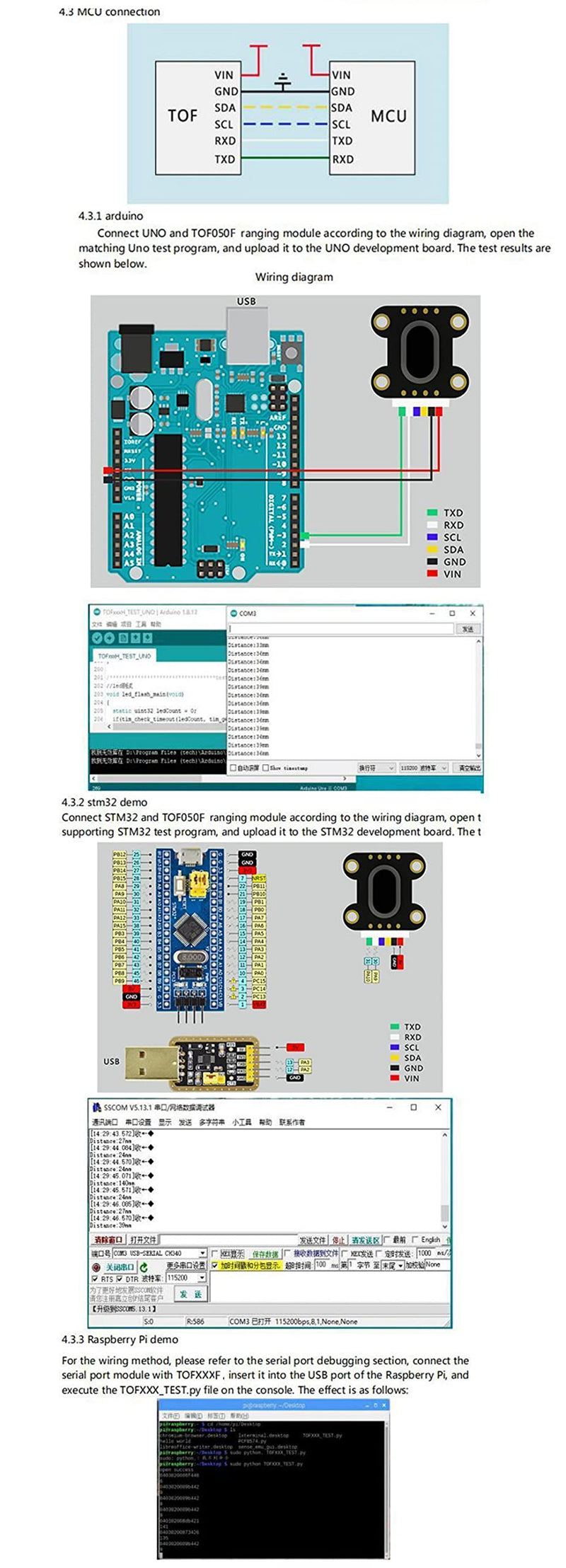 HiLetgo TOF050F VL6180 Time-of-Flight (TOF) Distance Measurement Sensor Built-in MCU Algorithm with UART IIC I2C MODBUS Modes Measuring Distance 50CM