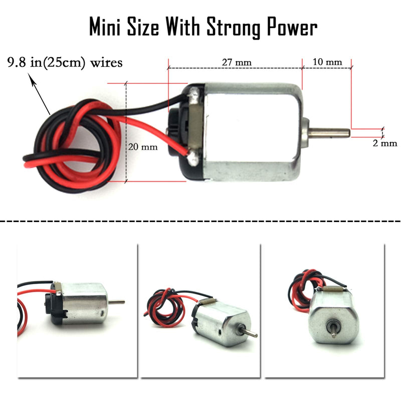 EUDAX 15 Pcs Rectangular DC Motor Mini Electric Motor 1.5-3V 24000RPM with 9.8" Lead Wires with Motor Mounting Bracket Holder for DIY Toys