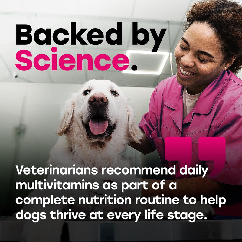 Complete Daily Dog Multivitamin, Bacon – Skin, Coat, Joint & Gut | 24-in-1 Chicken-Free with Glucosamine, Probiotics, Salmon Oil, Cranberry & Zinc – Made in USA Multivitamin - Bacon 1 Pack