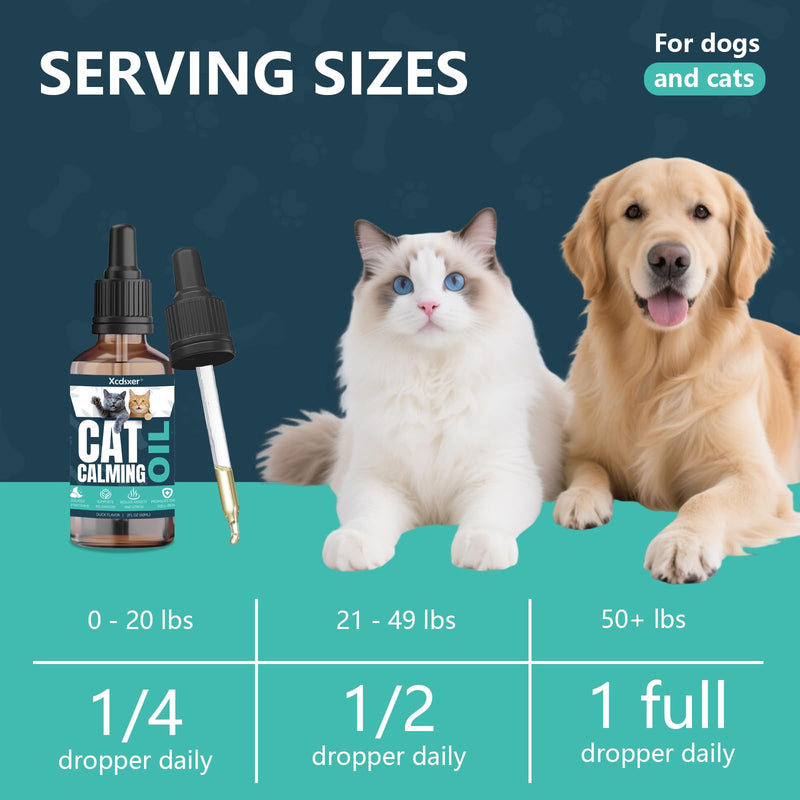 Cat Anxiety Relief Drops - Natural Stress Relief for Anxious Cats, Soothes Loud Noise & Separation Anxiety, Promotes Deep Sleep, Safe for All Breeds & Ages BROWN M1