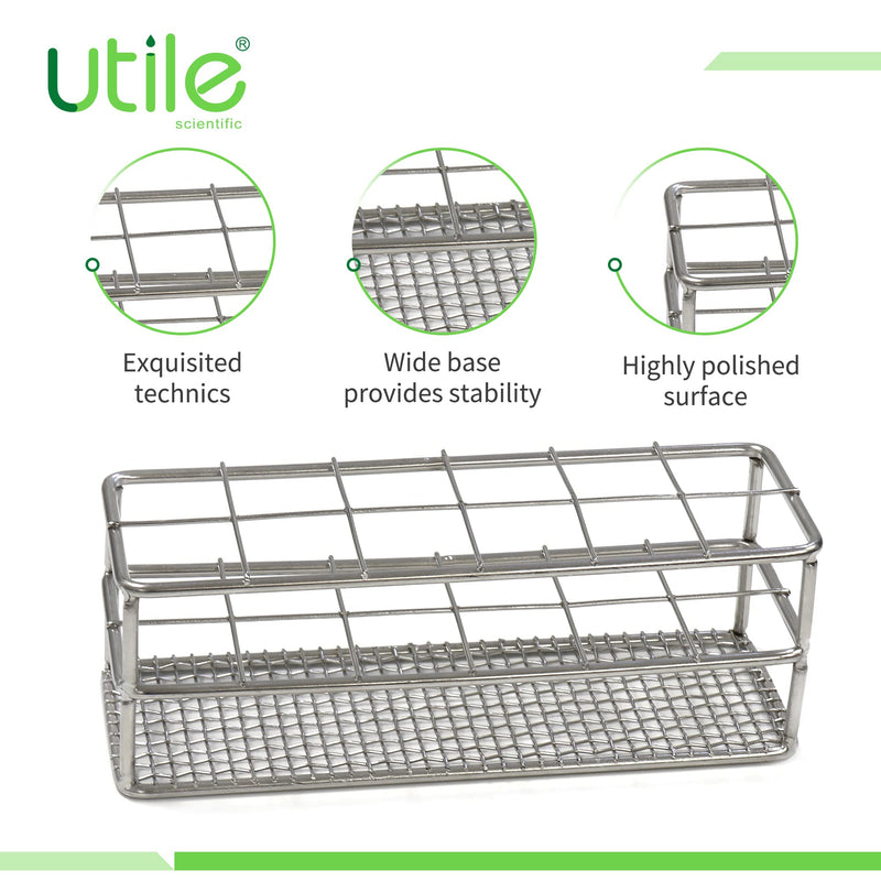 Utile 12-Hole Stainless Steel Test Tube Holder Rack 2pcs, Suitable for Test Tube Diameter Below 25 mm,4050.4628.2. 2pcs of wire constructed, 12 holes