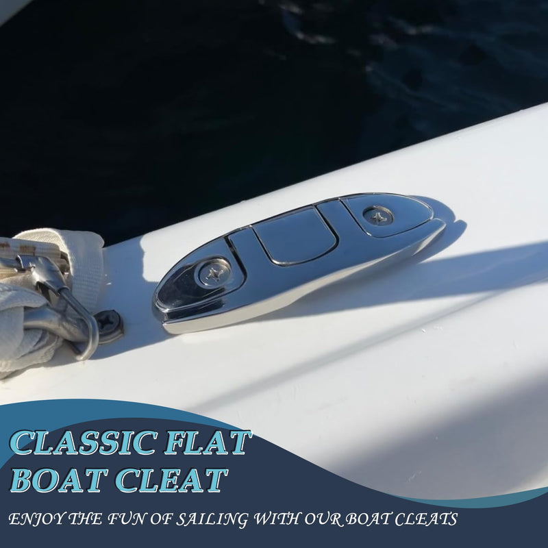 SHENGHUISS Boat Flip Up Cleat 316 Stainless Steel Folding Boat Cleats Flush Mount Marine Grade for Lines Mooring Accessories（4-1/2 inch / 6 inch）