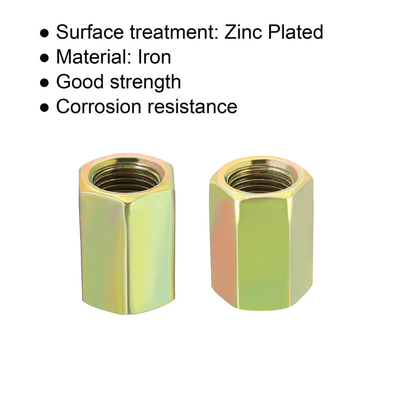 MECCANIXITY Hex Coupling Nuts M10 x 1mm Fine Thread 20mm Length Sleeve Stud Rod Adapters Pipe Connectors Colorful Pack of 5