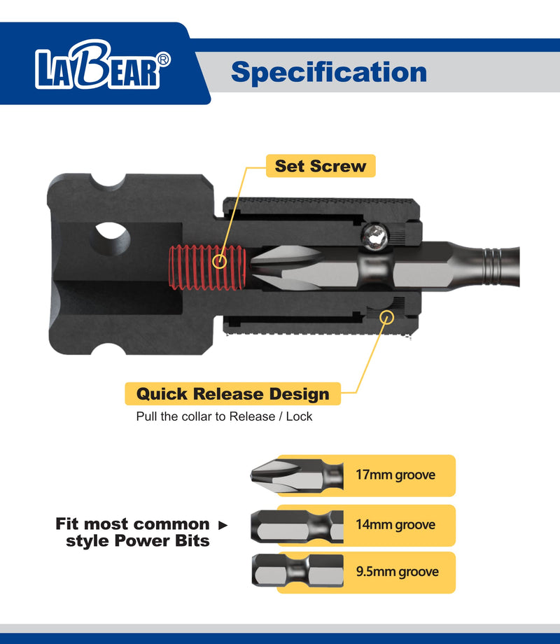 TOOL Impact Wrench Adapter, 3/8" Drive Female to 1/4" Hex Converter, Quick Release, Quick Change Chuck, Square to Hex Bit Adapter, Impact Drill Adapter, Cr-Mo Steel Ratchet Wrenches Drivers 1PC 3/8"DR. to 1/4"HEX