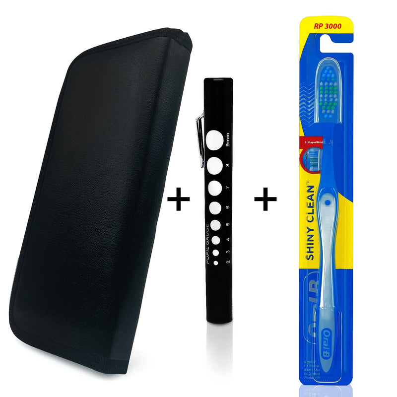 Professional Dental Hygiene Kit - Stainless Steel Tartar Remover, Tooth Scraper, Pick Scaler, Penlight, Toothbrush, and Case