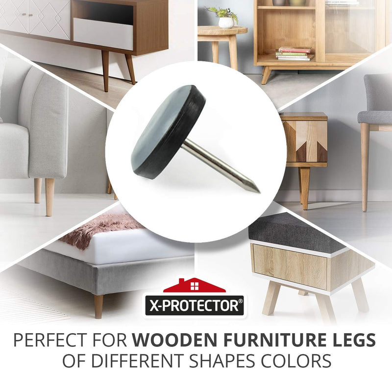 Chair Glides X-PROTECTOR – 0.75" Furniture Glides 40 pcs – Best Nail on Furniture Sliders – Premium Chair Leg Floor Protectors – Slide Effortlessly with Chair Leg Pads That Protect Your Floor! 0.75" 40 PCS Grey