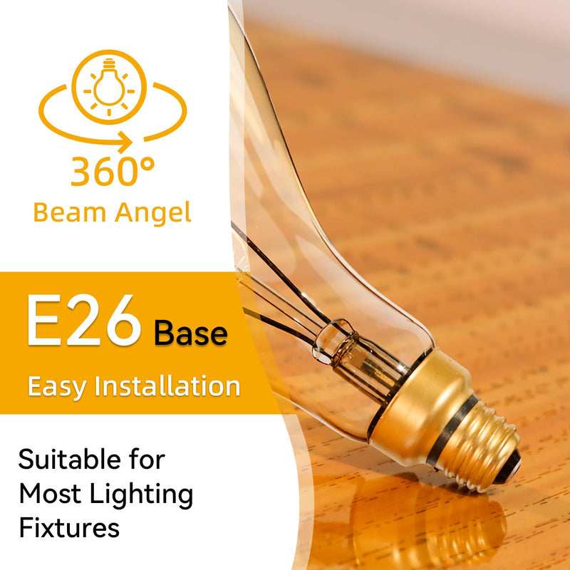 Jslinter Oversized Incandescent Light Bulb 60 Watt, PS52/PS160 Edison Bulb | 2700K warm amber, Dimmable for ambiance, E26 medium base fits standard sockets, 100LM suitable for living room café decor