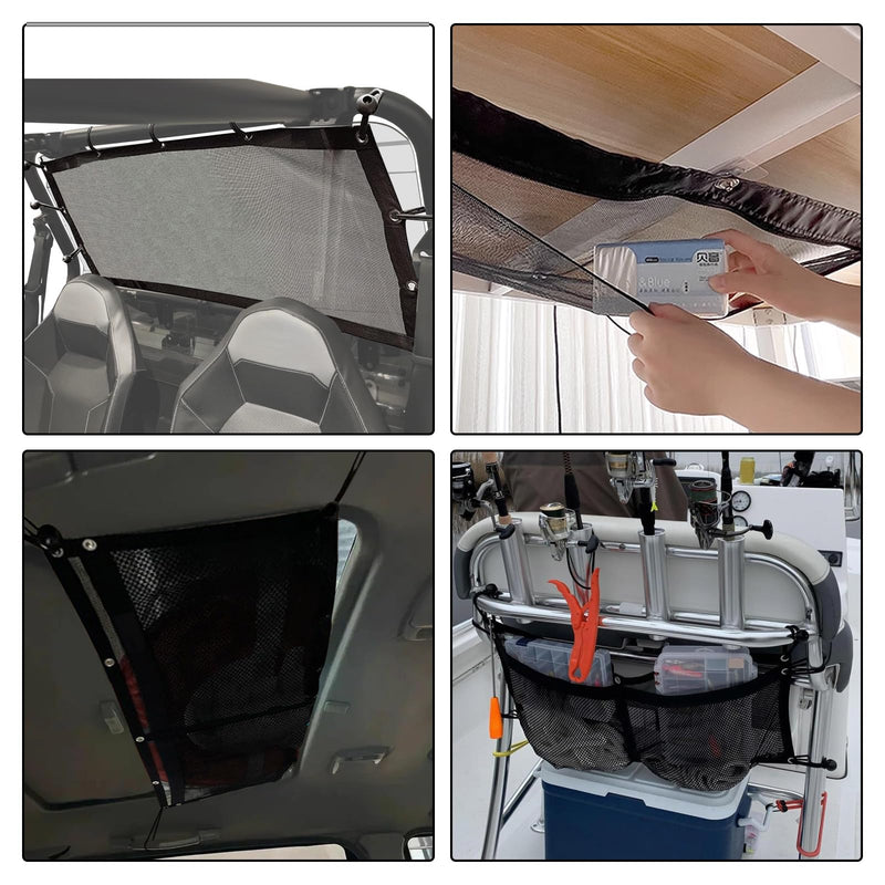 32 Inch Boat Storage Bag Car Storage Mesh Bag Hanging Mesh Organizing Bags Boats and Car Organizing Accessories with 6 pcs Elastic Ring 32 inches x 32 inches
