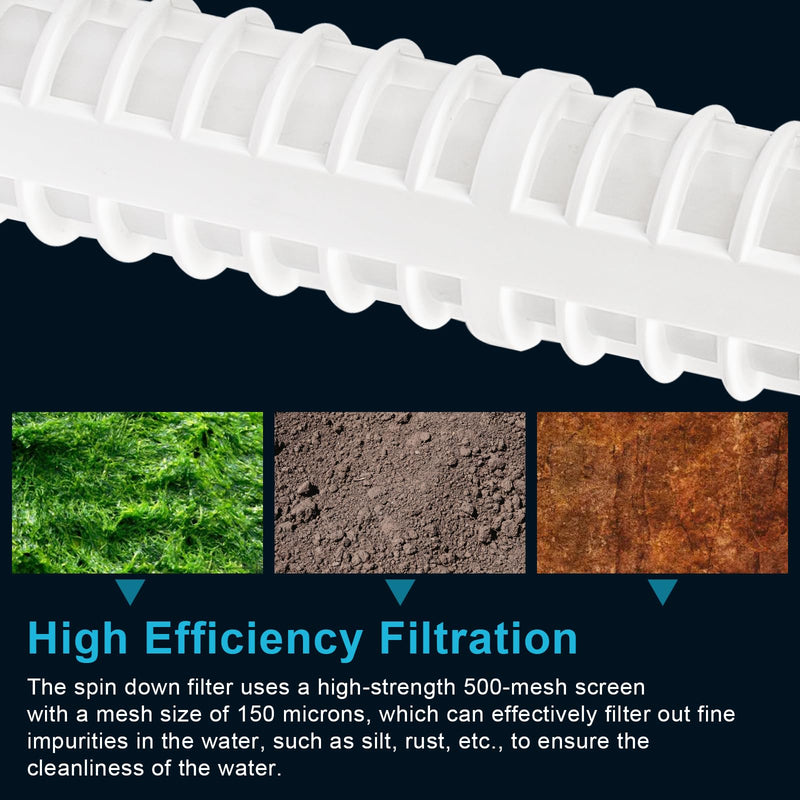 1-1/2 Inch 500 Mesh Spin Down Filters for Rusco Vu Flow, Spindown Sediment Filter Screen for Well Water and Sprinkler Irrigation, 8" Long FS1-1/2-500 - 2 Pack
