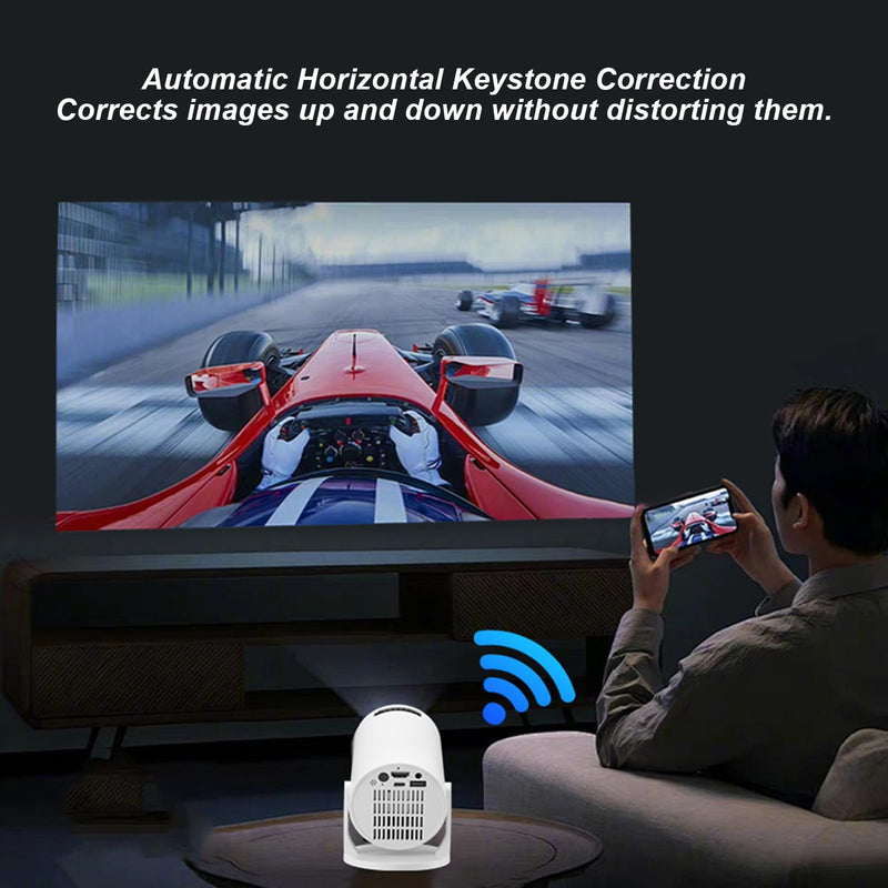 Small Projector with WLAN 6 and BT, 1080P Projector, 270° Adjustable Auto Keystone Home Projector, Projector, for Laptop, PC, Smartphone