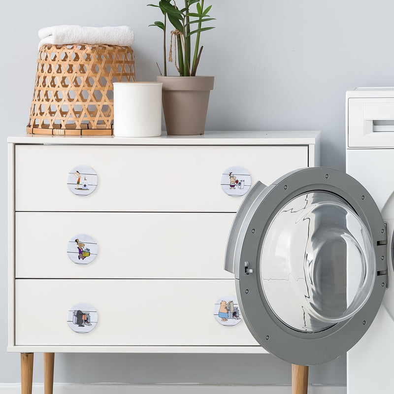 8 Pack Wooden Cabinet Knob 1-4/5inch Round Unique Fun Laundry Drawer Handles Room Knobs and Pulls
