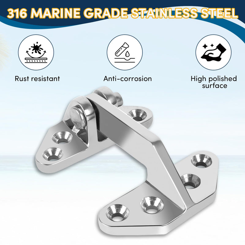 316 Stainless Steel Boat Hatch Hinges,2.75'' x 2.6''/3.62'' x 2.87'' Polished Marine Hinge,Marine Boat Hatch Heavy Duty Hinges with Screws,for Boats,Yachts,Doors,Deck,Windows,Cabinets(2/4 Pack) 3.62in x 2.87 in-2Pack