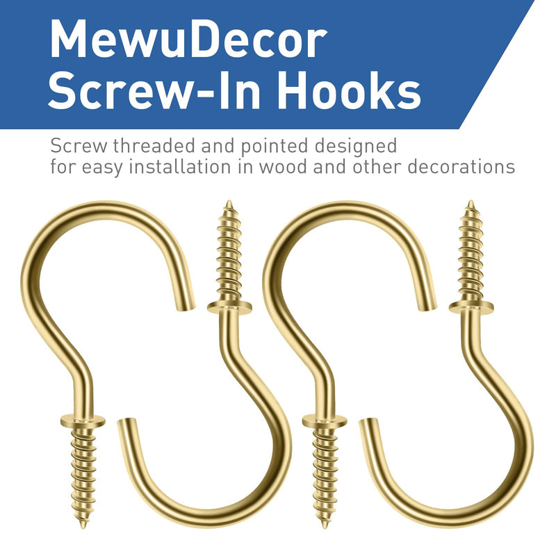 MewuDecor Screw Hooks, 1" Wood Wall Ceiling Hooks Plant Hooks Indoor Outdoor for Utensils Plants Baskets Lights Wreaths, Gold, 50 PCS 1 Inch - NewNest Australia