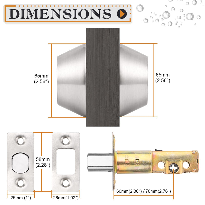 Probrico 2 Pack Satin Brushed Nickel Double Cylinder Deadbolt Lock, Round Keyed Both Side Door Lock,Keyed Alike