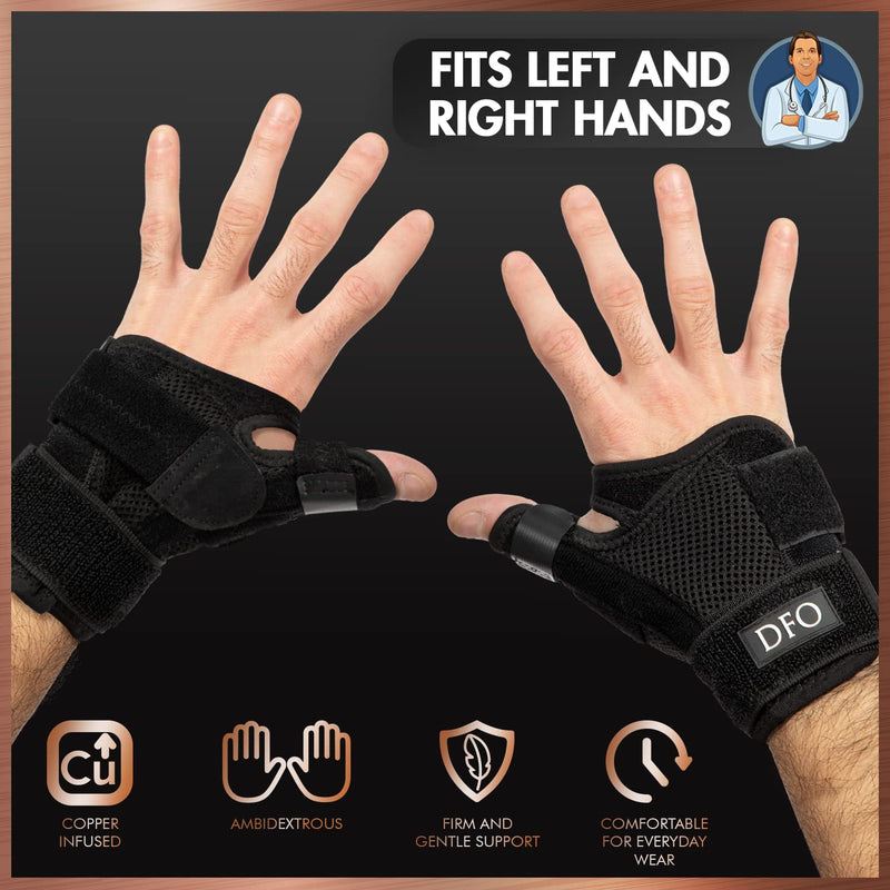 Dr. Frederick's Original Reversible Copper Infused Wrist Thumb Brace - 1 Brace - Spica Splint for De Quervain’s Tendonitis, Arthritis, CMC, Pain Relief - Left or Right Hand - Fits Men and Women