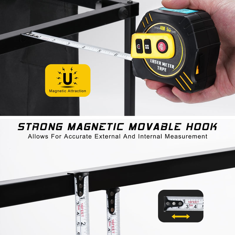 Digital Laser Tape Measure,131ft Laser Distance & 16ft Tape Measure 2 in 1 Laser Measurement, Area, Volume Laser Measure for Construction DIY Woodworker