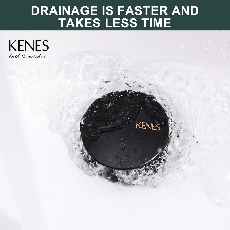 KENES Oil Rubbed Bronze Pop Up Sink Drain, Bathroom Vessel Lavatory Vanity Faucet Sink Drain Stopper, Sink Drain Assembly with Overflow Anti Clog Pop Up Drain Oil-rubbed Bronze