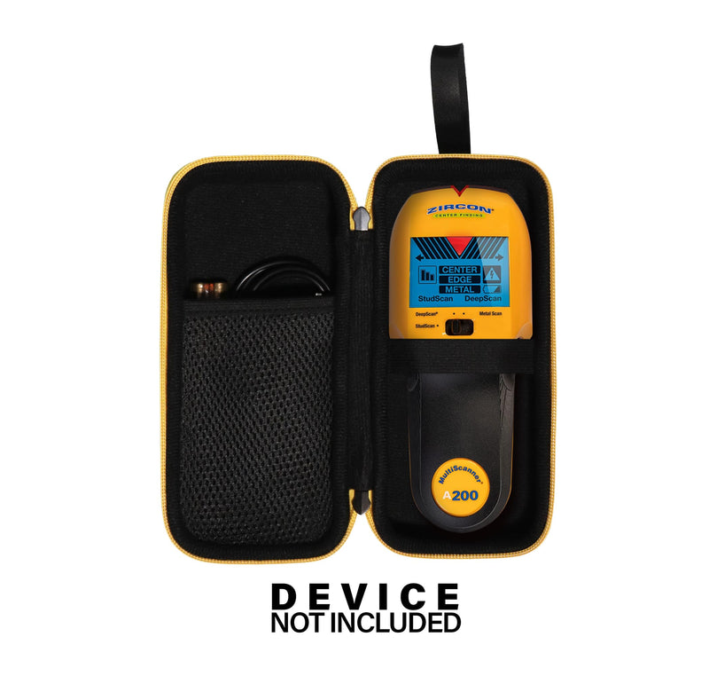 CaseSack Case for Stud Finder compatible with Zircon Multiscanner A200, A250, A250c, StudSensor A100, A150, mesh pocket for back up battery and other small accessories