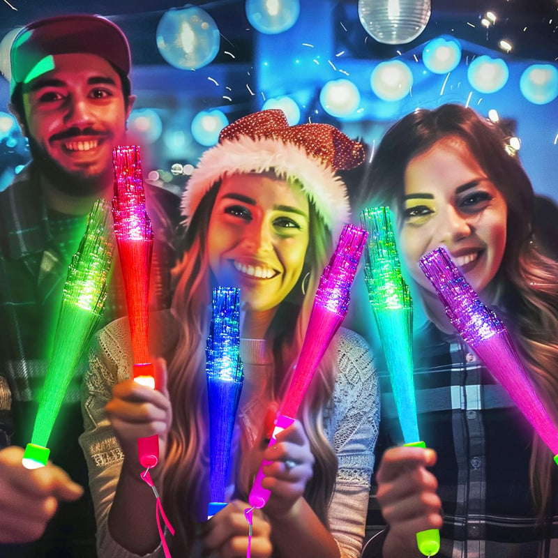 Glow Fiber Optic Wands Sticks LED Light up Wands Bulk,Glow in the dark Party Supplies Favor Flashing Sticks Included Batteries for Birthday Holiday Party Wedding Valentines Day Toys for Kids Him Hers 36PC Fiber Optic