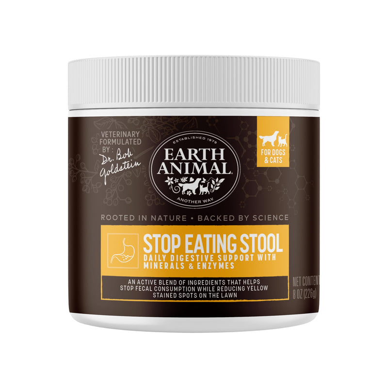 Earth Animal Apothecary Powder Supplement - Stop Eating Stool Nutritional Powder for Dogs & Cats - 8 oz Stop Eating Stool Nutritional Supplement