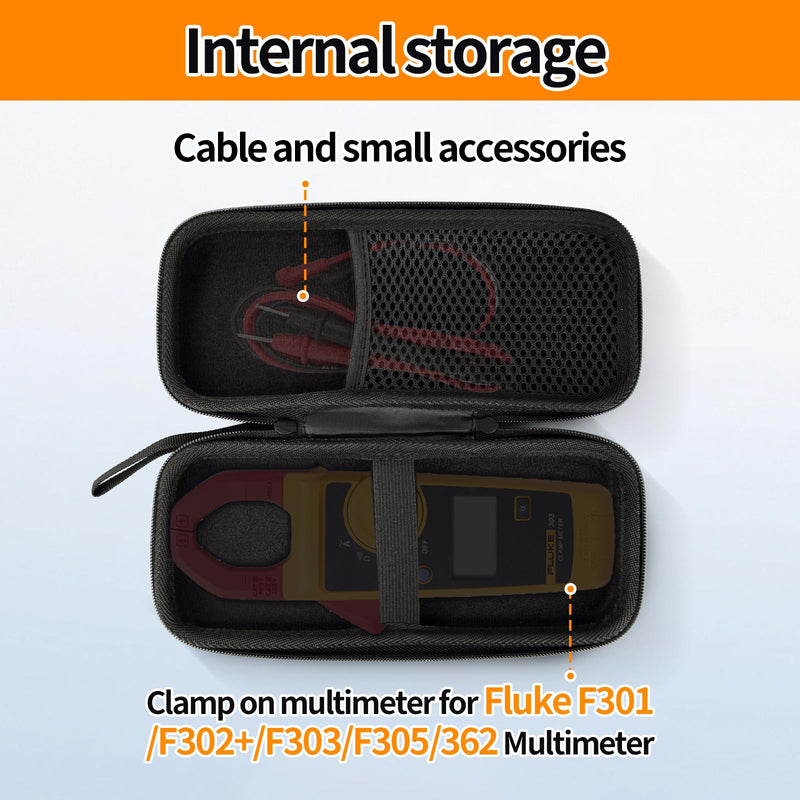 EVA Hard Shell Storage Bag Carrying Case for Fluke F301/F302+/F303/F305/362 Multimeter Testers Case Bag (Black) Black