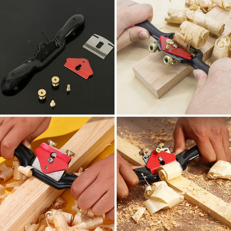 9'' Adjustable SpokeShave with 4 Blades, Home Woodworking Hand Planes, Portable Smoothing Planes Tool for Wood Craft, Wood Craver, Wood Working