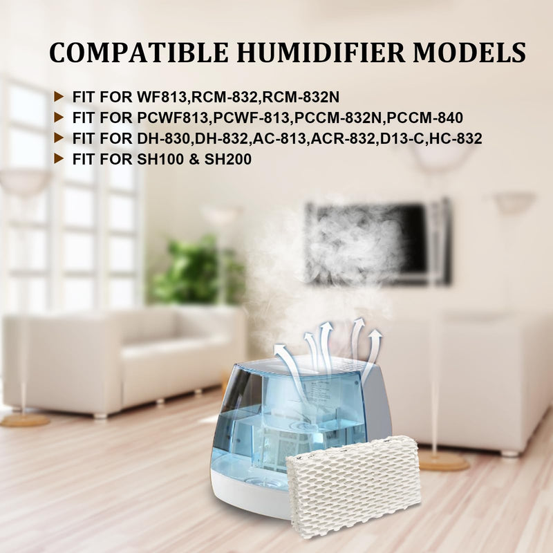 4 Pack Wf813 Eqwf813 Humidifier Filters Compatible with Equate Eqwf813 Eq-2119-Ul, Relion RCM-832 RCM-832N, ProCare PCCM-832N Cool Mist Humidifier Replacement Filter 4 Pack Wf813 Filters