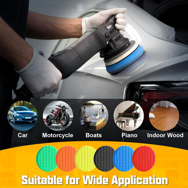 6 Inch Buffing Polishing Pads, 3Pcs Blue Polishing Pad High-Density Buffing Sponge Pads 6.5 Inch Face for 6 Inch 150mm Backing Plate for Car Buffer Polisher Compounding, Polishing & Waxing 6.5 - Inch