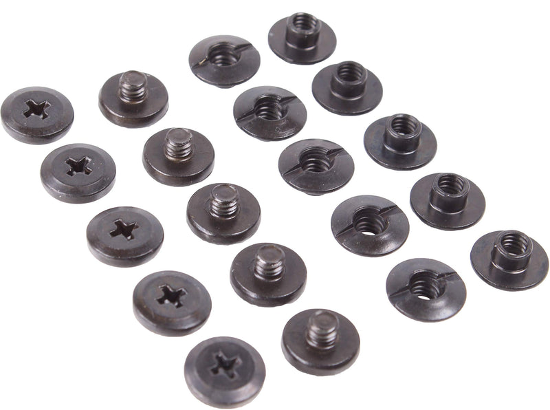 1/8" Black Chicago Screws & Binding Posts Fasteners for Leather Straps/Belts, Kydex Holster/Sheath Repair or Rivet Parts Replacement, Thru Hole Open Slot Design. Made in USA 10 Pack Standard Head