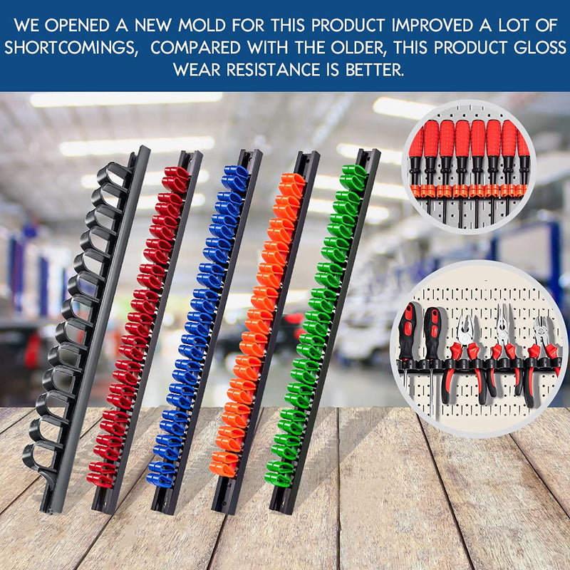 3-H Screwdriver Organizer,Tool Holder,Tool Organizer Wall Mount for Wrench Plier Screwdriver Organization 2black1red1green1blue1orange