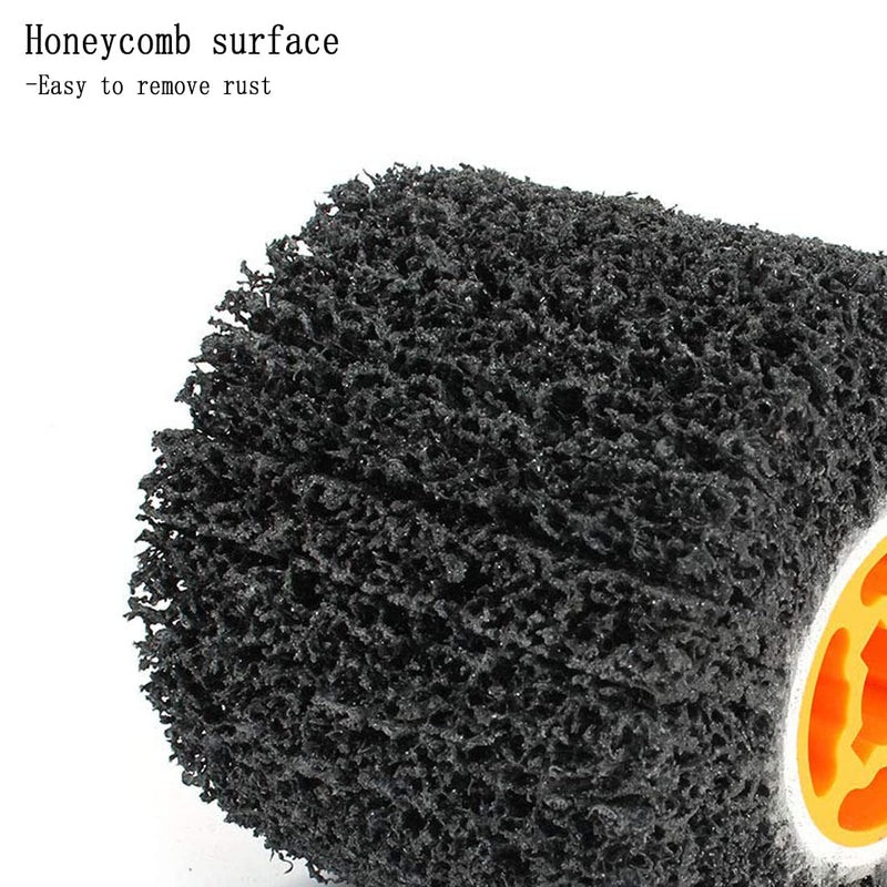 4.5" x 4" Abrasive Drawing Wheel Drum, 3/4" Quad Keyway Burnishing Wheel for Hand held Polishing Machine 40 Grit Sanding Drum Surface Conditioning Tool