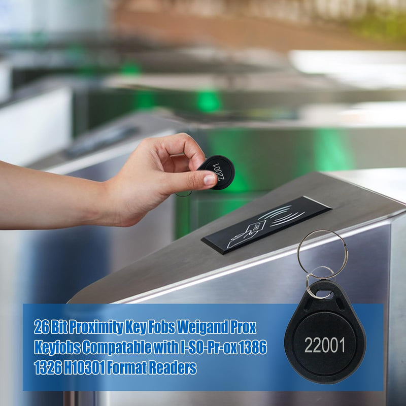 50pcs 26 bit Black Prox Keyfobs Proximity Fob Frequency 125KHZ H-ID Compatible with Prox Key ISOProx 1346 1386 1326 H10301 Format Card Readers, Works with The vast Majority of Access Control Systems