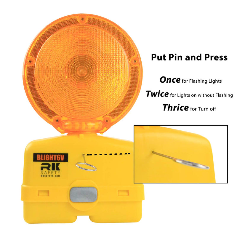 RK BLIGHT6V-1 Premium 03-10-3WAY6V Polycarbonate Barricade Light, 2-Sided Visibility, Photocell, UV Coated