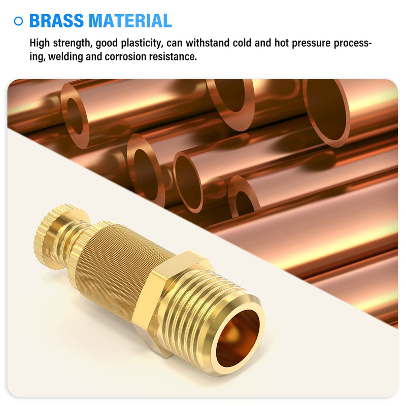 TAILONZ PNEUMATIC 1/4 Inch NPT Air Pneumatic Flow Control Mufflers, Sintered Bronze Exhaust Muffler Brass Body Protruding (Pack of 10) 1/4"NPT Adjustable
