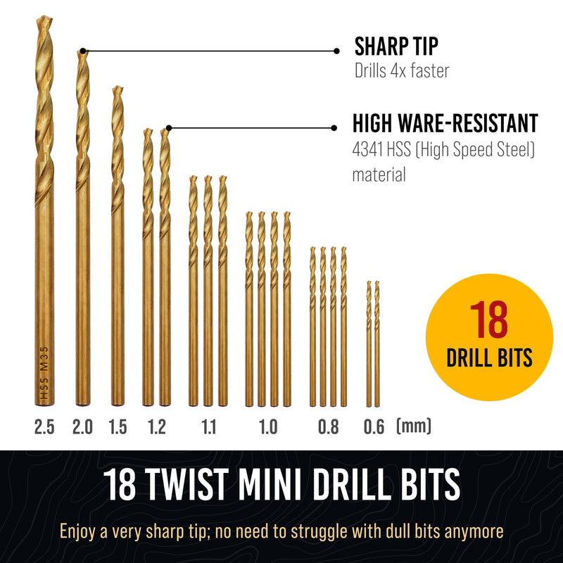 Micro Drill Bits Set with Pin Vise | Small Hand Drill Bit Set - Pin Vise Hand Drill Manual, PCB Mini Drill Bits for Resin Beads Polymer Clay | DYI Jewelry Making Drill, Craft Drill Bits Set Professional