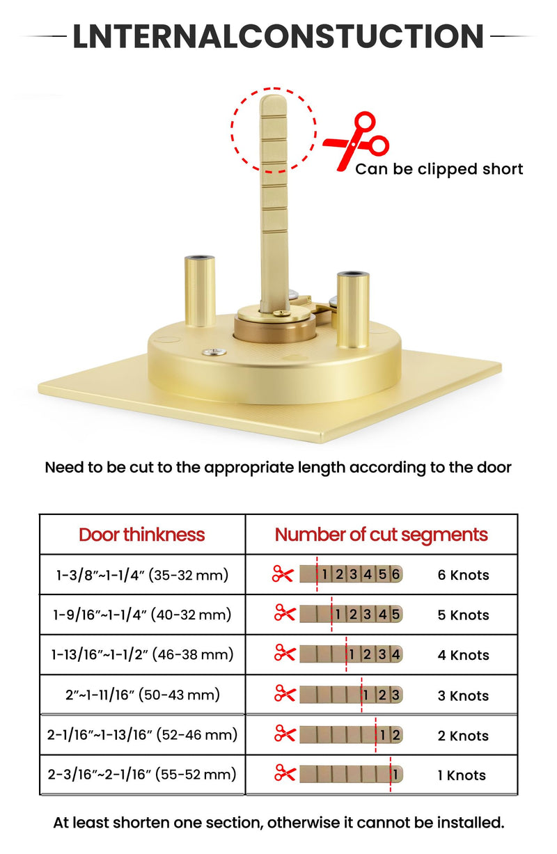 goldenwarm Brushed Gold Square Pocket Door Lock with Indicator, Pocket Door Hardware for 2-1/8'' Round Bore Hole, Pocket Door Handles Fit 1-1/4'' to 2'' Thickness Sliding Door 2-3/8'' Latch 1 Pack Indicator 1 Pack