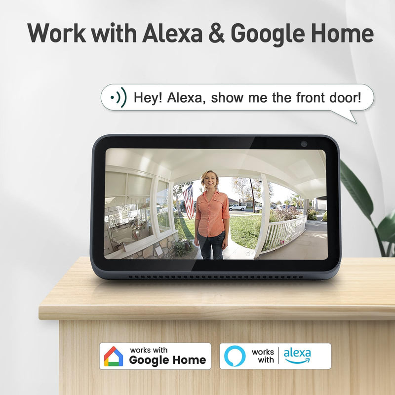 XTU Doorbell Camera Wireless No Subscription, 2K Video Doorbell with Chime, 2-way Audio, Instant Alert, Human Detection, Night Vision, 2.4G Wi-Fi, Works with Alexa and Google Assistant, Indoor Outdoor Black
