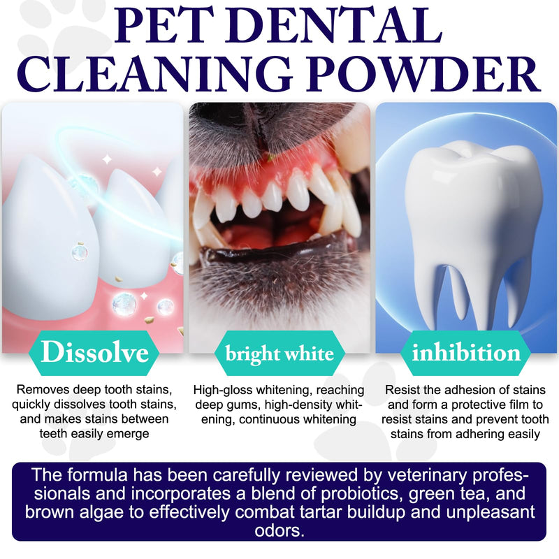 Dog Teeth Cleaning Powder - Dog Dental Powder - Dog Breath Freshener - Targets Tartar & Reduces Plaque & Bad Breath - Teeth Cleaning Made Easy Eliminate - for Small, Medium, Large Dogs (2PCS) - PawsPlanet Australia