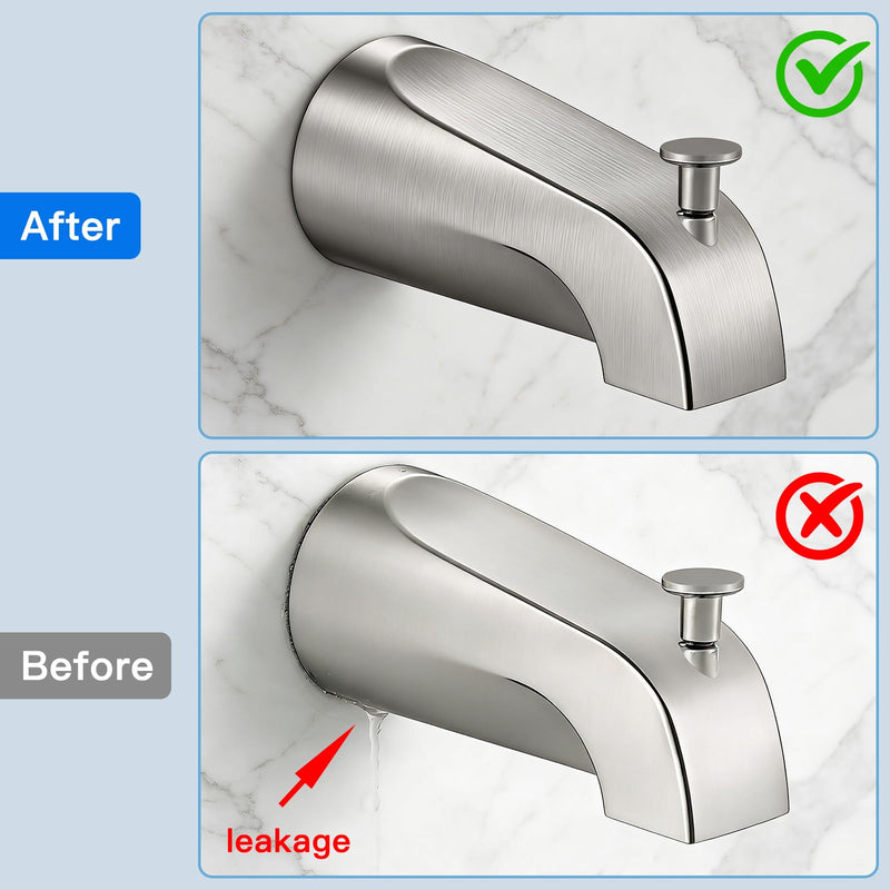 Tub Spout Adapter, Brass, Fits 1/2" Pipe,5-3/8 Inch Bathtub Spout Durable Kit for Both Diverter &Non-Diverter Types,Includes Tub Spout Repair Kit with Assembly Tool